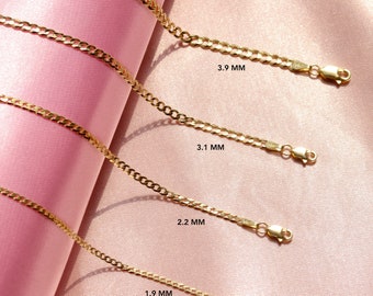 Solid 14K Gold Gourmette Chain Necklace