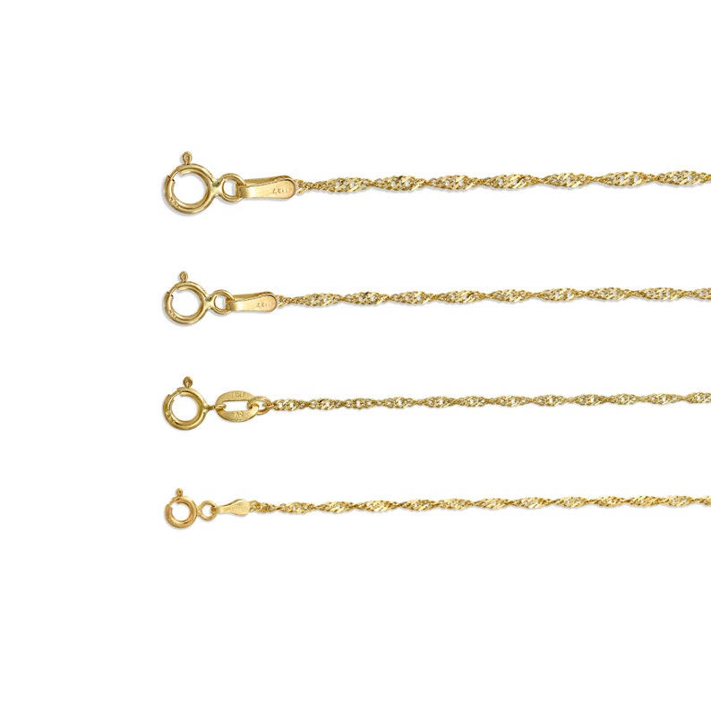 Solid 14K Gold Singapore Chain Necklace Delicate Dainty Etsy