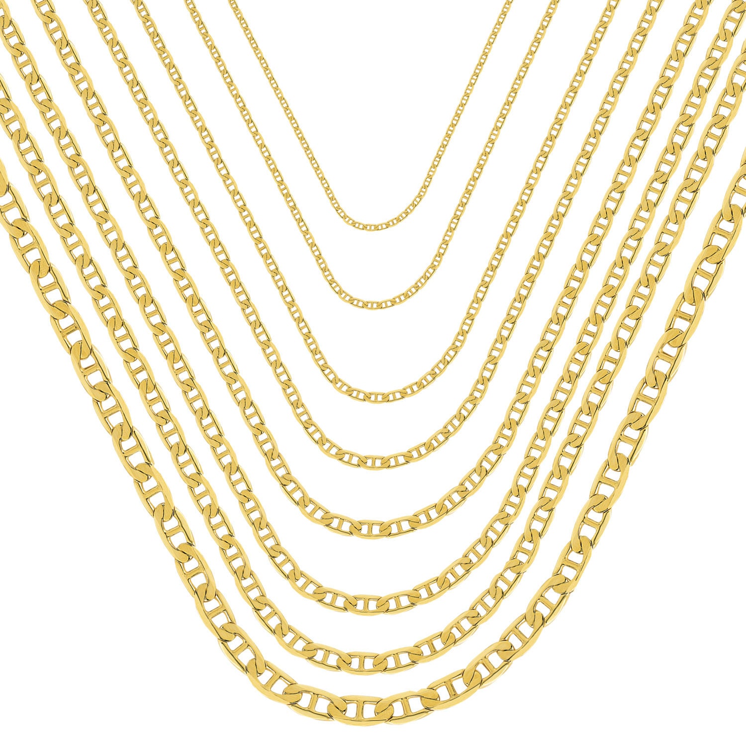 Solid 14K Gold Anchor Chain Mens Gold Chain Necklace Etsy