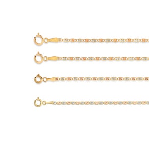 Tri Color Necklace, 14K Solid Gold Chain Necklace, Dainty Delicate Rose Gold Necklace