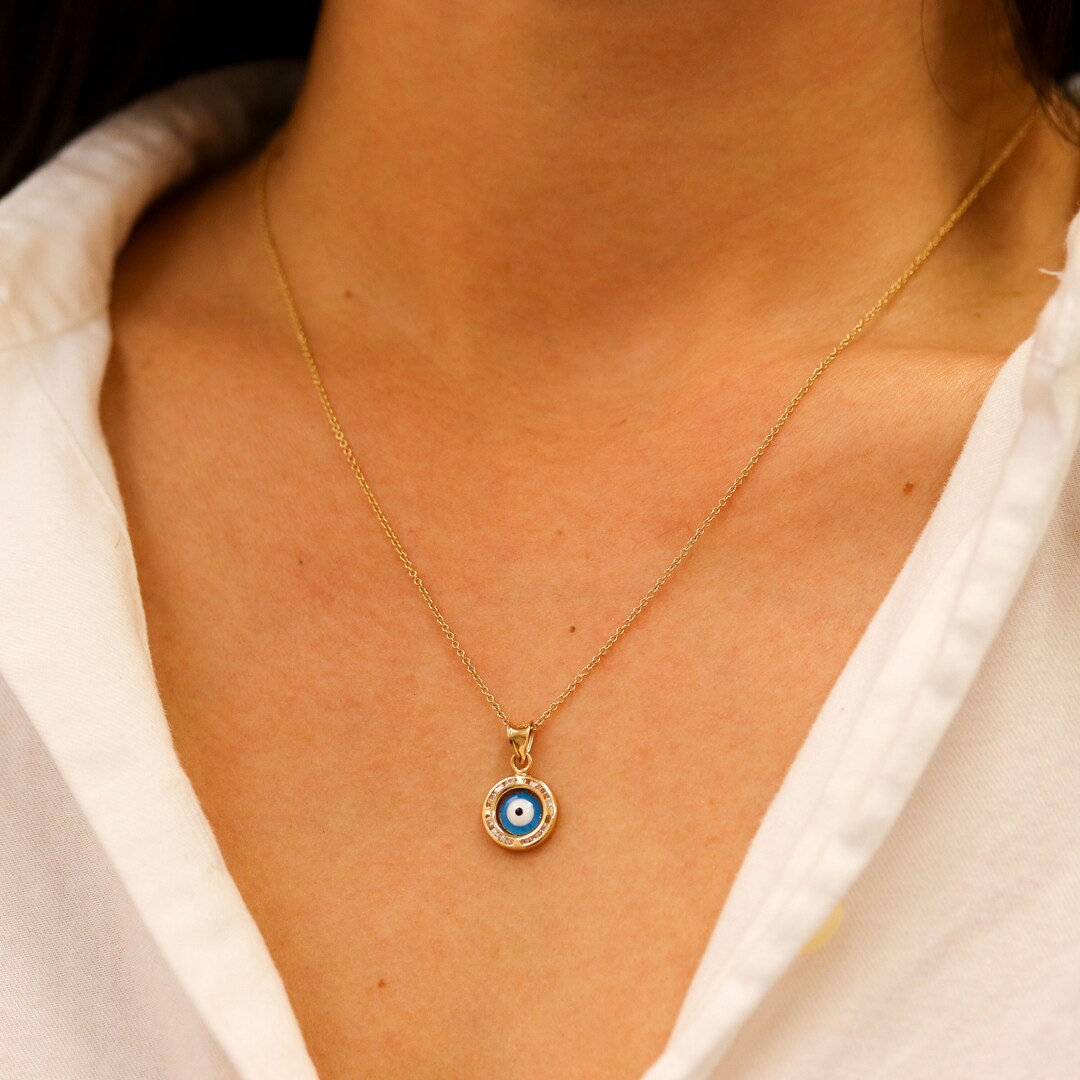 Evil Eye Gold Evil Eye Necklace, Evil Eye Charm, Evil Eye Pendant, Evil