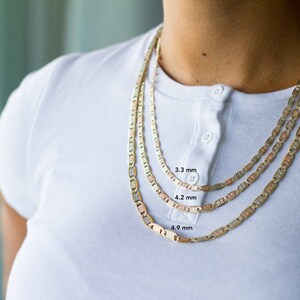 Tri Color Necklace 14K Solid Gold Chain 