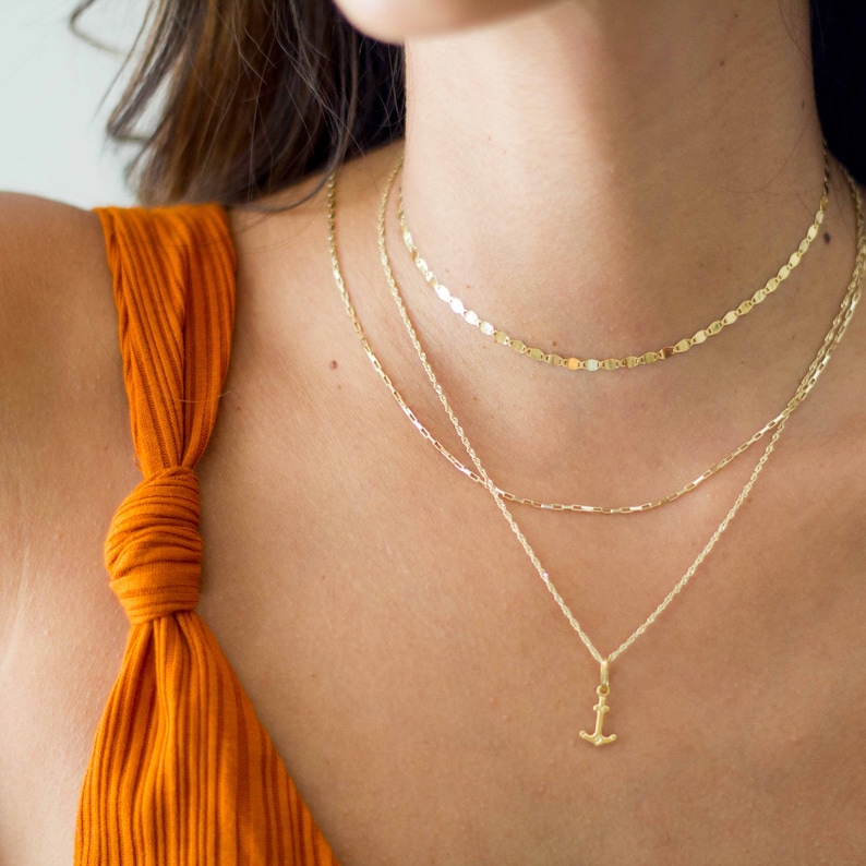 Solid 14K Gold Singapore Chain Necklace Delicate Dainty Etsy