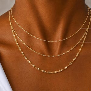 14K Gold Chain Necklace, Singapore Link With 1mm, 1.3mm, Or 1.5mm Widths