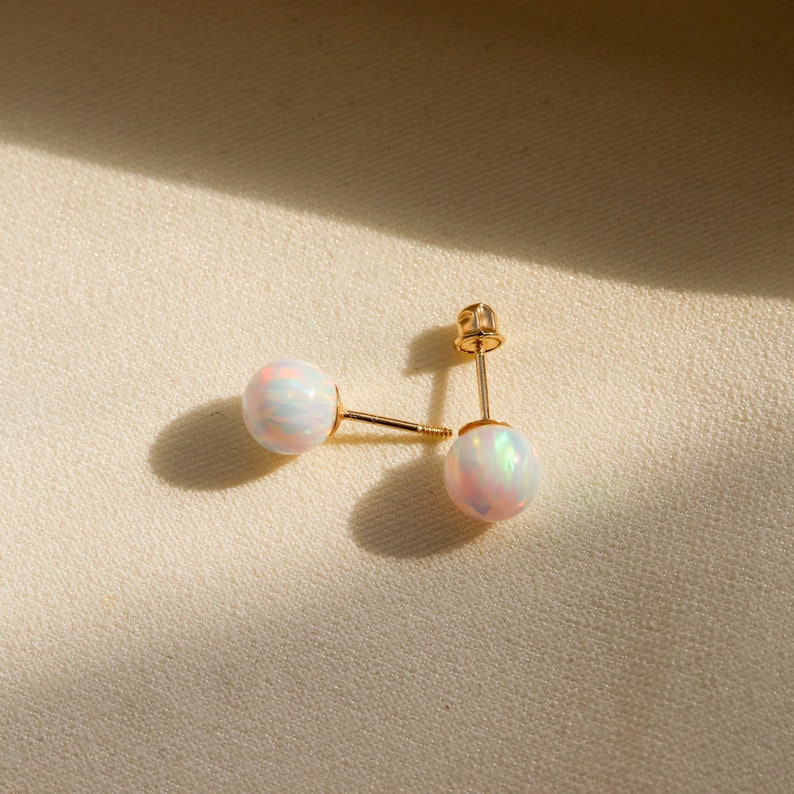 Opal Earrings, Gemstone Earrings, Opal Stud Earrings, Opal Earrings Stud, Opal Studs, Gemstone Stud Earrings, Gold Opal Earrings image 4