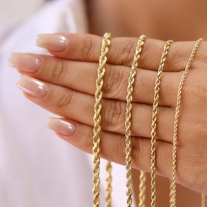 14K Gold Necklace, 14K Gold Rope Chain, 14K Gold Chain, Solid 14K Rope Chain, Solid Gold Necklace, Solid Gold Chain, Real Gold Necklace