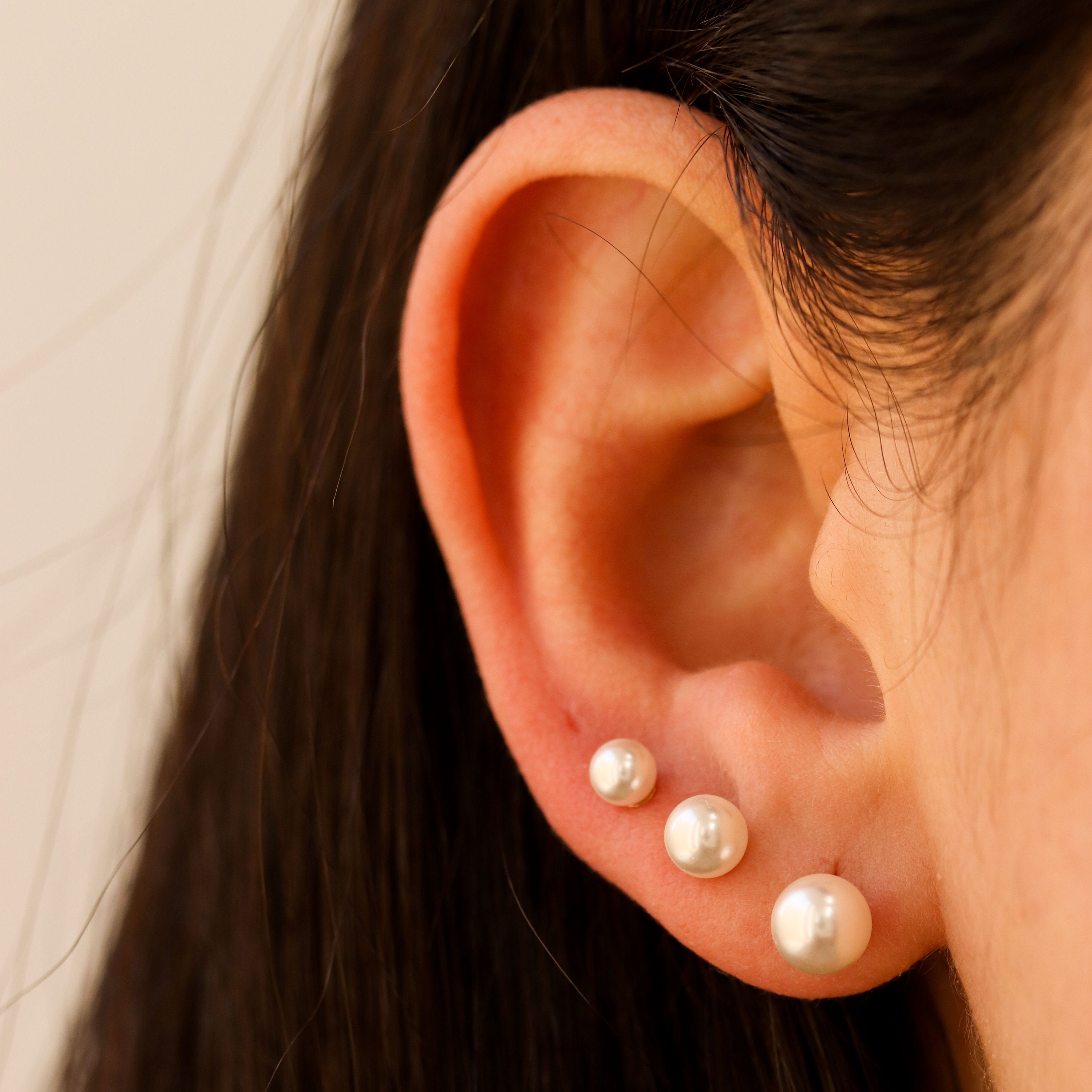 Solid Gold Pearl Earrings Pearl With Gold Earrings Dainty Etsy