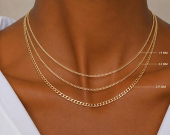 Cuban Link Chain, 14K Solid Yellow Gold in Multiple Lengths and Widths