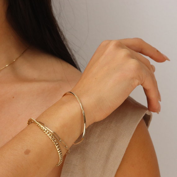 14K Solid Gold Bangle Bracelet – Tiffany Anne Jewelry
