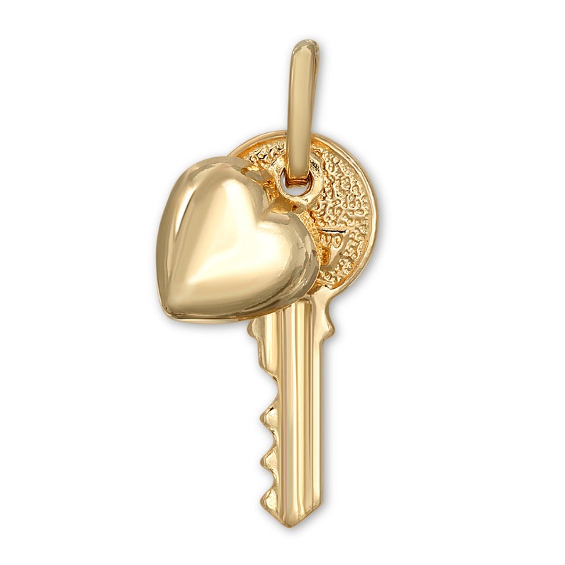 14K Gold Key Necklace Dainty Heart Necklace Key to My Heart Etsy