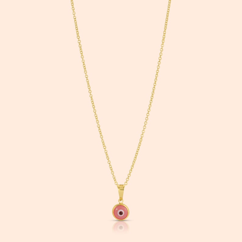 Evil Eye Gold Evil Eye Necklace, Evil Eye Charm, Evil Eye Pendant, Evil Eye Jewelry, 14k Gold Evil Eye Necklace image 4