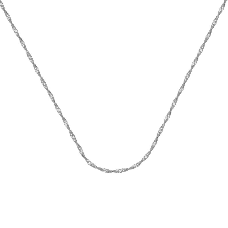 14K Solid White Gold Singapore Chain Necklace, Silver Chain Necklace, Delicate Dainty Layered Necklace image 1