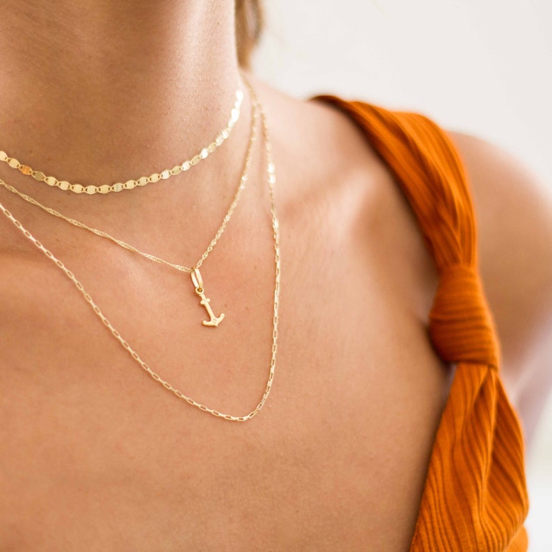 Solid 14K Gold Singapore Chain Necklace Delicate Dainty Etsy