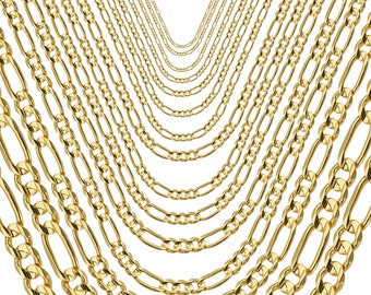 Solid 14K Gold Figaro Chain Necklace