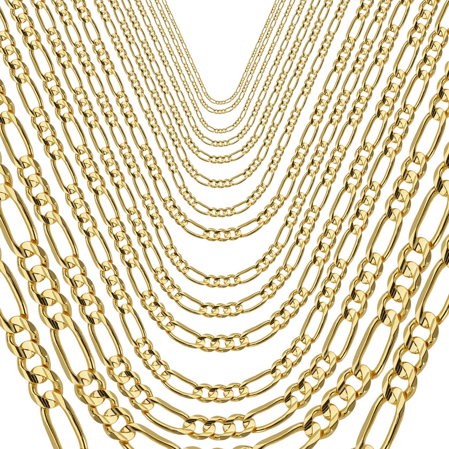 Solid 14K Gold Figaro Chain Necklace