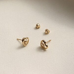 Heart Earrings, Heart Shaped Earrings, Heart Earring, 14K Gold Heart Earrings, Heart Stud Earrings, Double Heart Earring, Heart Studs zdjęcie 3