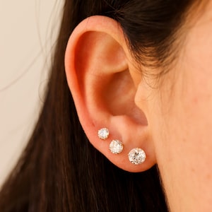 Cz Earrings, Cubic Zirconia Earrings, Stud Earrings Cz Diamond Stud Earring, Stone Earrings Studs, Cubic Zirconia Studs Gold image 10