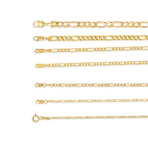 Mens Gold Chain Necklace, Necklace for Men, Hollow 14K Gold Necklace, Figaro Chain