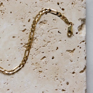14k Figaro Bracelet, Figaro Chain Bracelet, Gold Bracelets For Women, Solid 14k Gold Bracelet, Solid gold bracelet