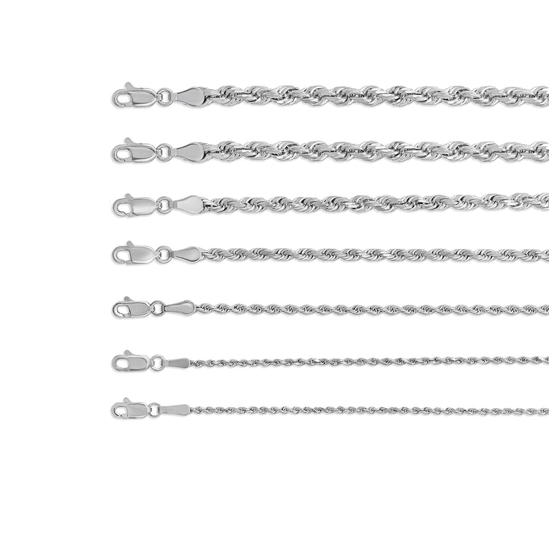 14K White Gold Rope Chain Necklace Rope Necklace Statement Etsy