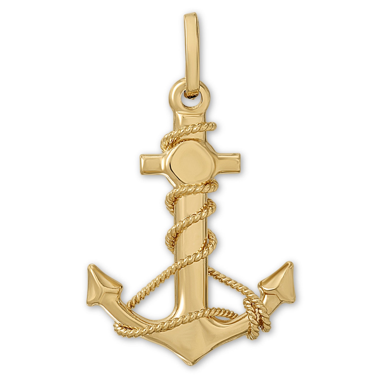 14K Gold Anchor Pendant Necklace Nautical Jewelry Etsy