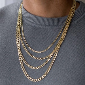 Mens Gold Chain Necklace, Necklace for Men, Solid 14K Gold Necklace, Cuban Chain