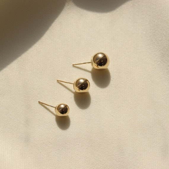 Solid 14K Gold Ball Earrings 3mm 4mm 5mm 6mm Gold Ball Stud