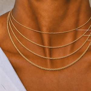 Solid Rope Chain, 14k Yellow Gold, 1–4mm Widths, Nine Length Options