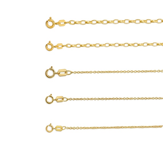 14K Gold Rolo Chain Necklace Delicate 