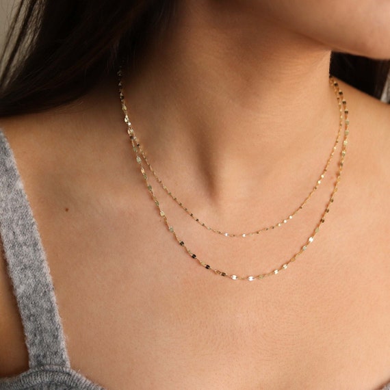 14K Gold Diamond Bar Layering Necklace