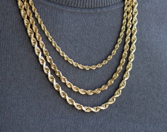 Solid 14K Gold Rope Chain Necklace, Rope Necklace, Statement Necklace