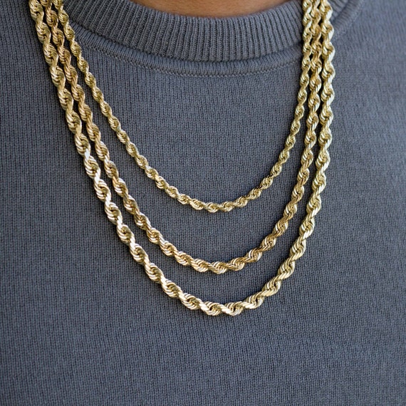 Solid 14K Gold Rope Chain Necklace, Rope Necklace, Statement Necklace 