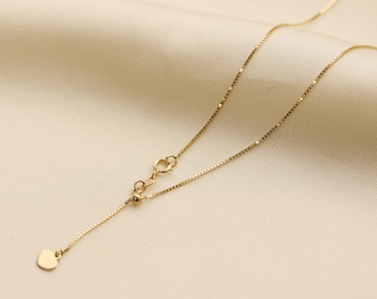 Gold Box Chain Necklace Chain, Box Chain Gold, 14k Solid Gold Box Chain, Adjustable Necklace For Women, Adjustable Chain Necklace Dainty