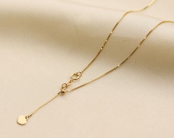 Gold Box Chain Necklace Chain, Box Chain Gold, 14k Solid Gold Box Chain, Adjustable Necklace For Women, Adjustable Chain Necklace Dainty