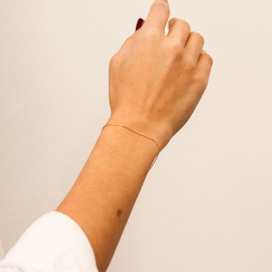 Thin Gold Bracelet, Dainty Gold Bracelet, 14K Gold Box Chain Bracelet, Simple Bracelet image 3