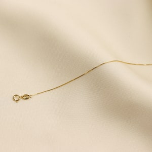 Solid 14K Gold Box Chain Necklace, Delicate Dainty Layered Necklace image 3