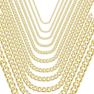 Mens Gold Chain Necklace, Necklace for Men, Solid 14K Gold Necklace, Cuban Chain