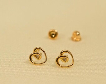 Heart Earrings, Minimalist Gold Earrings, Open Heart Jewelry, Tiny Gold Heart, Love Knot Earrings, Tiny Heart Earrings, Gold Heart Studs