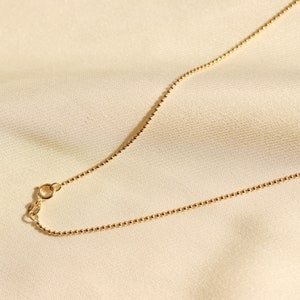 Women’s Solid Moon Cut Bead Chain Necklace 14K Yellow Gold