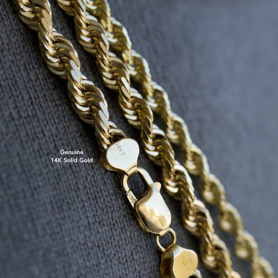 Solid 14K Gold Rope Chain Necklace, Rope Necklace, Statement Necklace