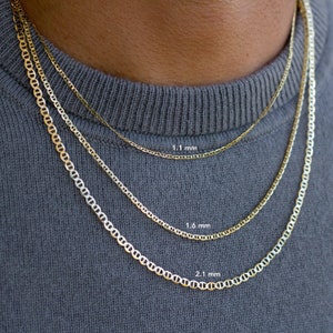 Solid 14K Gold Anchor Chain Mens Gold Chain Necklace - Etsy