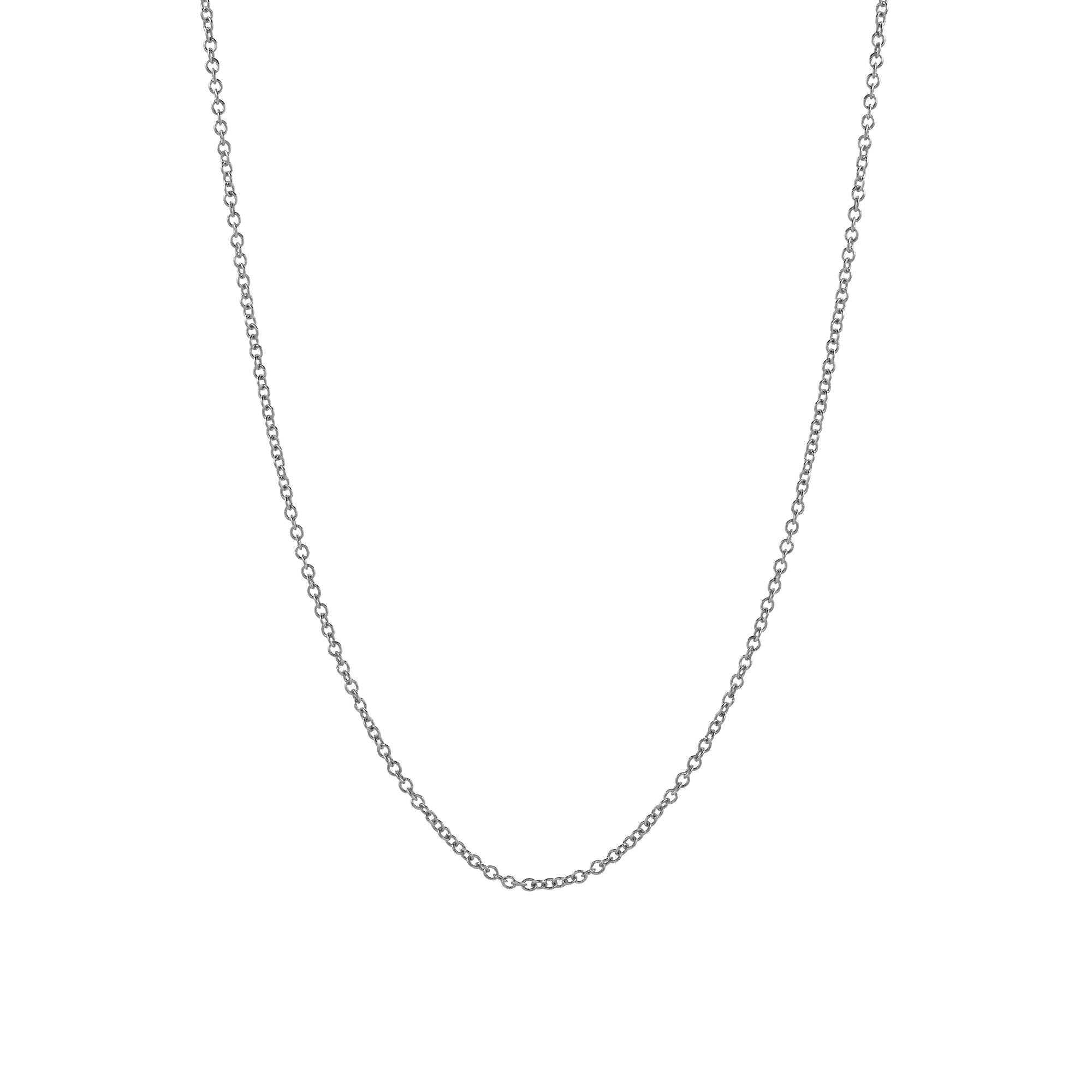 14K Solid White Gold Rolo Chain Necklace Dainty Silver Etsy