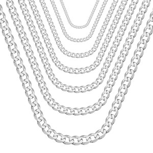 Solid 14K White Gold Necklace, Cuban Chain