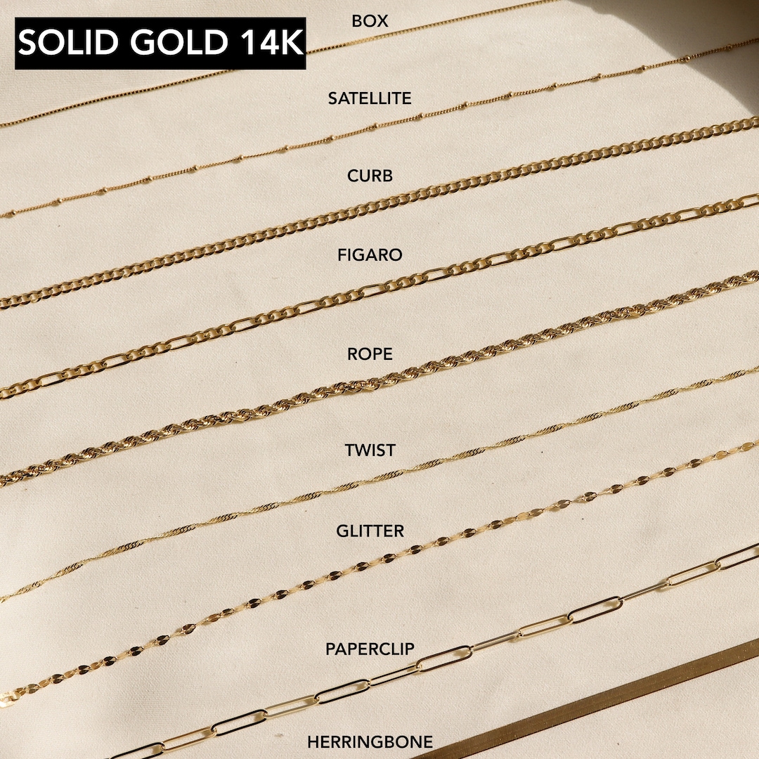 14K Gold Necklace, 14K Gold Chain, Solid Gold Necklace, Solid Gold
