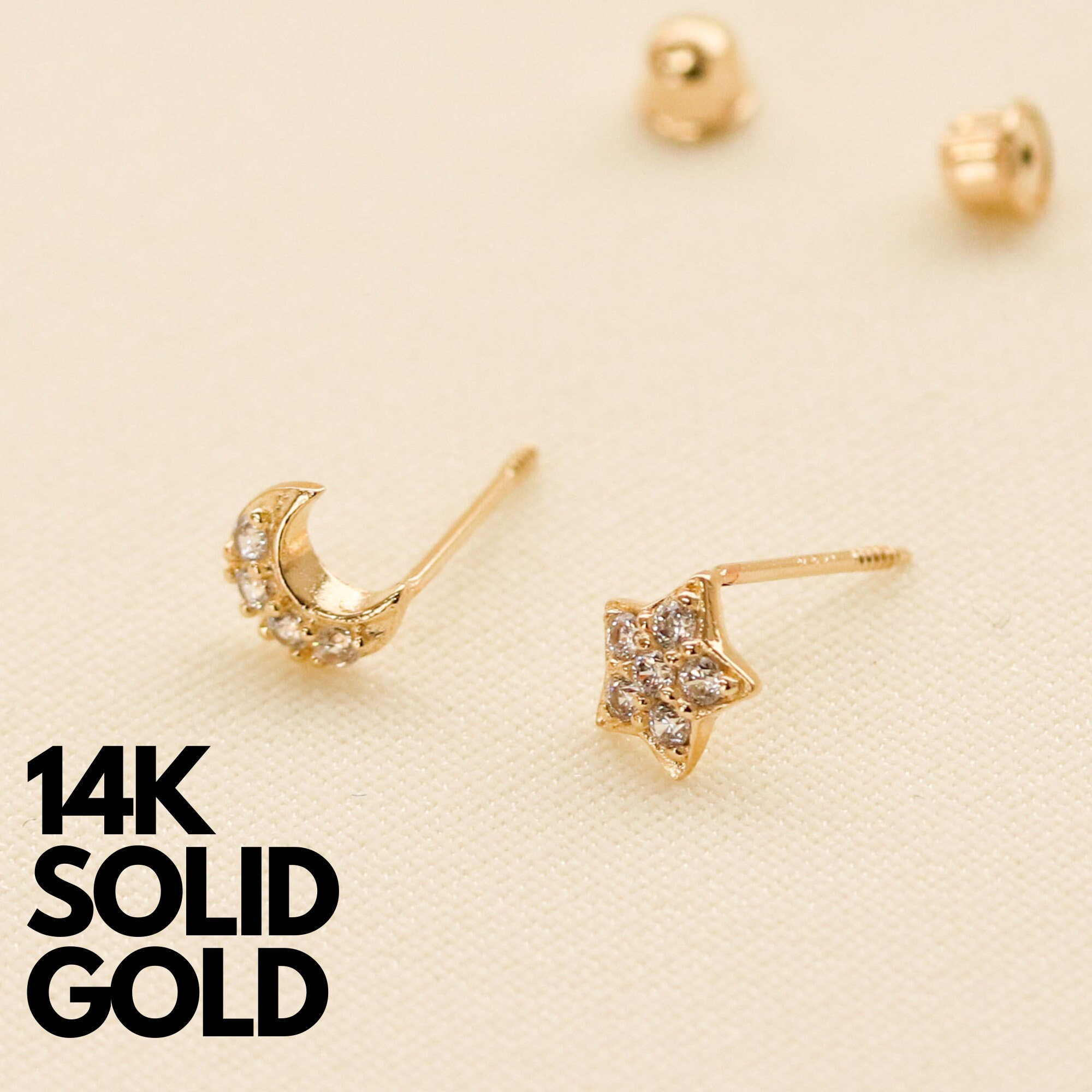 Star Earrings, Moon Earrings, Celestial Earrings, Moon and