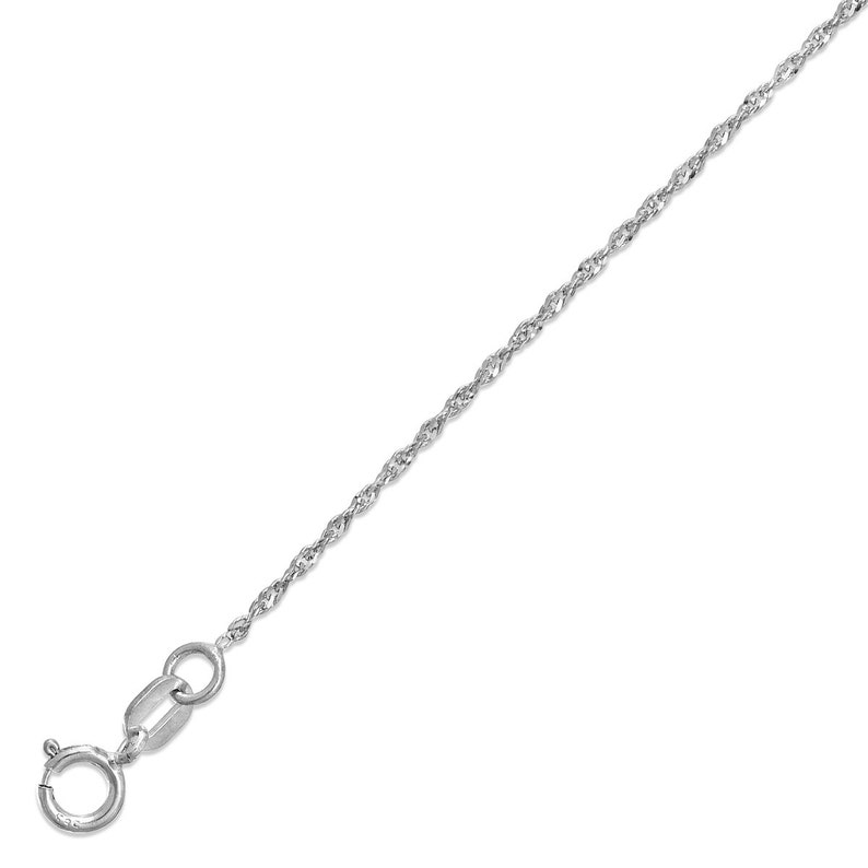 14K Solid White Gold Singapore Chain Necklace, Silver Chain Necklace, Delicate Dainty Layered Necklace image 2
