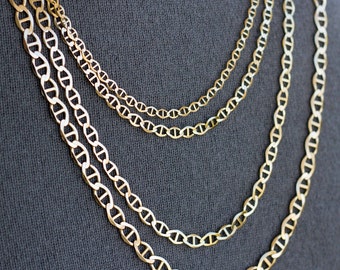 Solid 14K Gold Anchor Chain, Mens Gold Chain Necklace