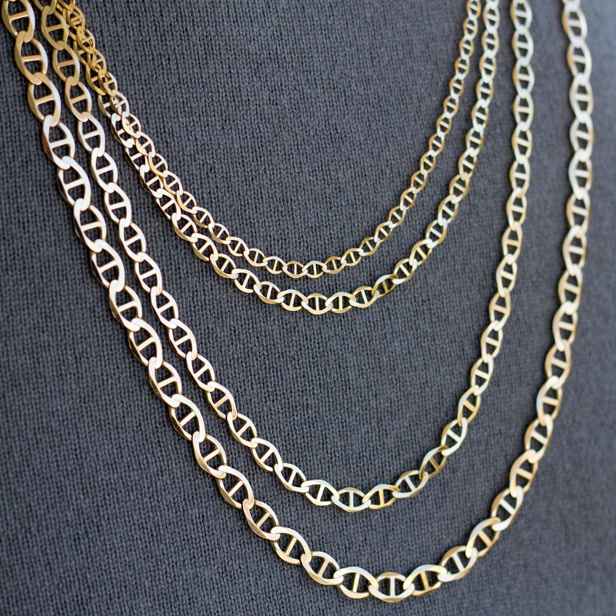 Solid 14K Gold Anchor Chain Mens Gold Chain Necklace Etsy