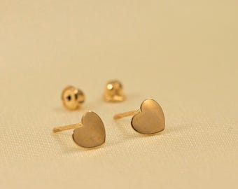 Gold Earrings, 14K Gold Earrings, Dainty Gold Earrings, Real Gold Earrings, Love Earring, Gold Heart Earrings, Minimalist Gold Earrings