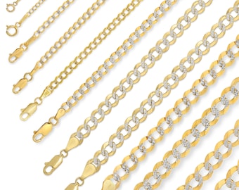 14K Solid Gold White Pave Curb Chain Necklace